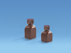 Amber Square Grad Media Bottle, PETG With Amber HDPE Closure  60ml