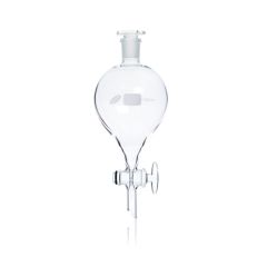 Funnels, Separating, Globe Shape, with Rotaflow Stopcock & I/C Stopper,Made from Heat Resistant, Low Expansion Borosilicate Glass, RIVIERA/125ml