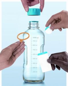 Screw Cap & Pouring Ring, PP, Cyan, suitable for YOUTILITY Bottles, DURAN