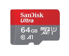 ScanDisk Ultra MicroSD card, 64 GB, RED