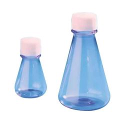  Sterile Erlenmeyer cell culture Flask 125 ml. Flat Base, PC with White HDPE Closure. Individual Packed