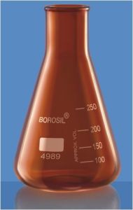 FLASKS CONICAL AMBER NARROW MOUTH GR 1 L
