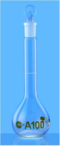 Flasks, Volumetric, Wide neck, with I/c stopper, Amber, Class A 200 ml