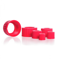 PBT Screw Cap, with Aperture (Red) for Laboratory Bottles, Autoclavable upto 2000C, Hot-air, DURAN
