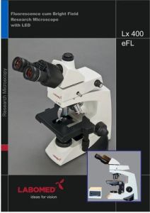 Lx-400 eFL– RESEARCH FLUORESCENCE - Binocular MicroscopeWITH 10X, 20X, 40X & 100X Infinity Corrected Objectives SINGLE-LED Illumination BLUE Excitation450-480nm with Battery Back-up, Separate Power Pack
