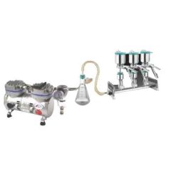 J - 195M  AXIVA-THREE PLACE ASSEMBLY WITH -1.  Filter Funnel S.S.316 with inbuilt S.S. Clamp & Neoprene lid& cork Capacity 250 ml ( Cat No. - FFSSN 47SM)/Three