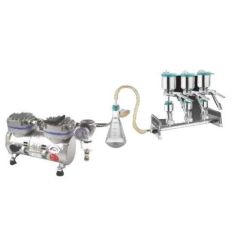 J - 195M  AXIVA-THREE PLACE ASSEMBLY WITH -1.  Filter Funnel S.S.316 with inbuilt S.S. Clamp & Neoprene lid& cork Capacity 250 ml ( Cat No. - FFSSN 47SM)/Three